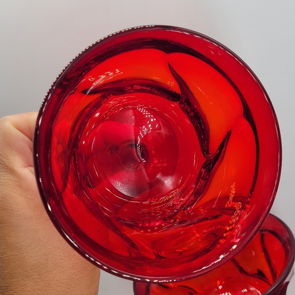 Two Fostoria Jamestown Sherbet Dish Amberina Glass Desert VTG Swirl Rubi Red - Picture 2 of 8